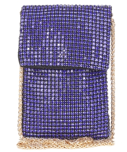 Bling Rhinestone Handbag Clutch Crossbody Wallet 6689 BLUE